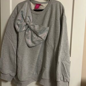 QUEEN OF SPARKLES grey bow sweatshirt, XXL